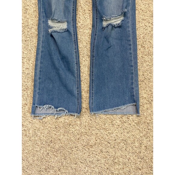 Vervet Forget Mid Rise Raw Step Hem Kick Flare Distressed Jeans Size 28 - Picture 4 of 7
